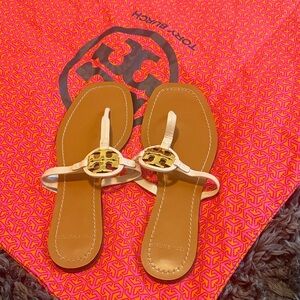 Tory Burch Tan and White Sandals